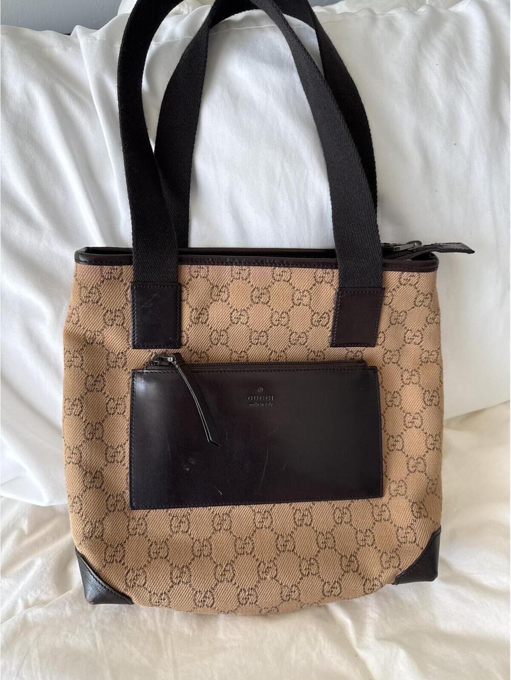 Gucci Beige and Brown Monogram Vintage Canvas Tote Bag